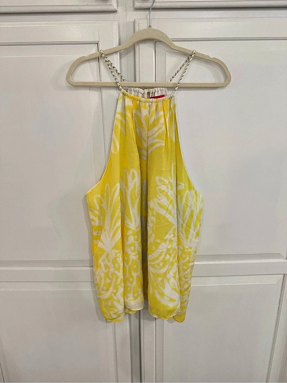 Lilly Pulitzer Bowen Halter Top Yellow & White Size 3X